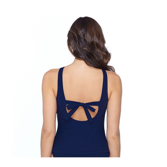 Apt. 9 Women's Navy Blue Halter Tankini High-neck Swimsuit Top w/Gold bar detail - Picture 2 of 6